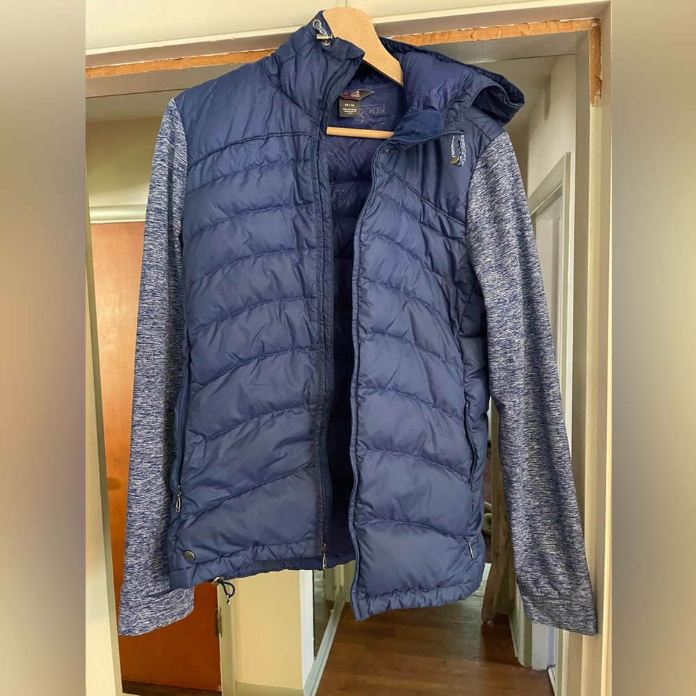 Outdoor Research down vested coat. Broken zipper but maybe fixable. Size (M)